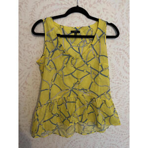 DREW Women's Yellow Sleeveless Top with Chain Print, Size XS